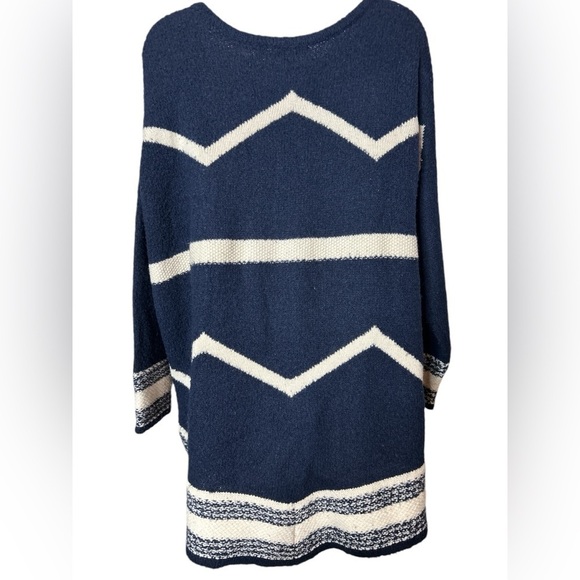 Lauren Ralph Lauren Navy Blue Cream Chevron Wool Blend Sweater Women’s 3X - Picture 4 of 12